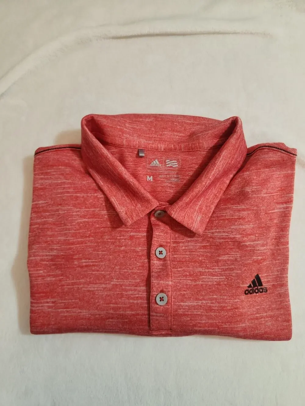 Adidas Polo Shirt Mens Medium Red Short Sleeve Golf Preppy
